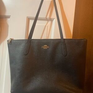 Coach Black Tote with Gold Accents